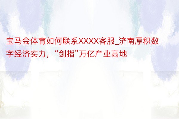 宝马会体育如何联系XXXX客服_济南厚积数字经济实力，“剑指”万亿产业高地