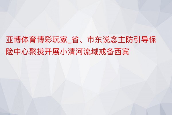 亚博体育博彩玩家_省、市东说念主防引导保险中心聚拢开展小清河流域戒备西宾