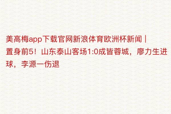 美高梅app下载官网新浪体育欧洲杯新闻 | 置身前5！山东泰山客场1:0成皆蓉城，廖力生进球，李源一伤退