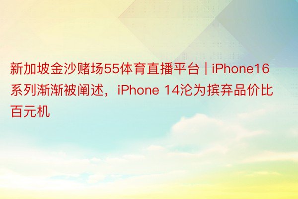 新加坡金沙赌场55体育直播平台 | iPhone16系列渐渐被阐述，iPhone 14沦为摈弃品价比百元机